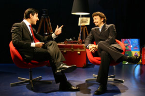 Massimo Polidoro e Maurizio Decollanz durante la registrazione di Rebus