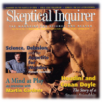 Cover of The Skeptical Inquirer with Houdini on it.