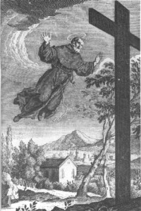 San Giuseppe di Copertino in un'incisione del XVII secolo.